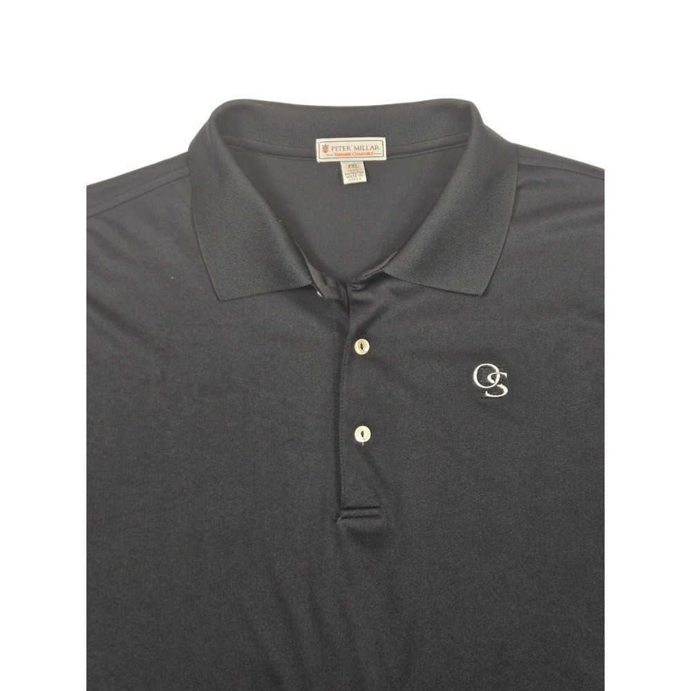 Peter Millar Polo Shirt Mens XXL Black Excellent Summer Comfort OS‎ Logo Golf
